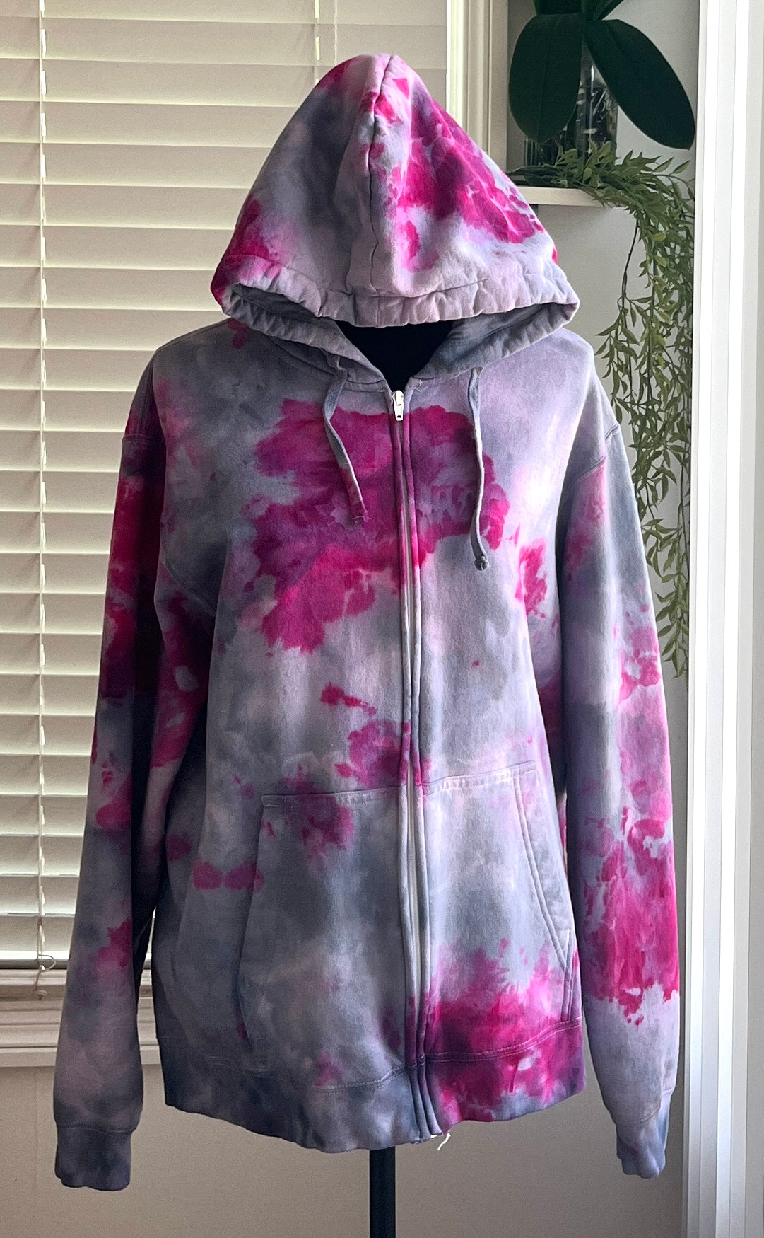 SIZE LARGE - ORCHID STORM TIE DYE ZIP UP HOODIE