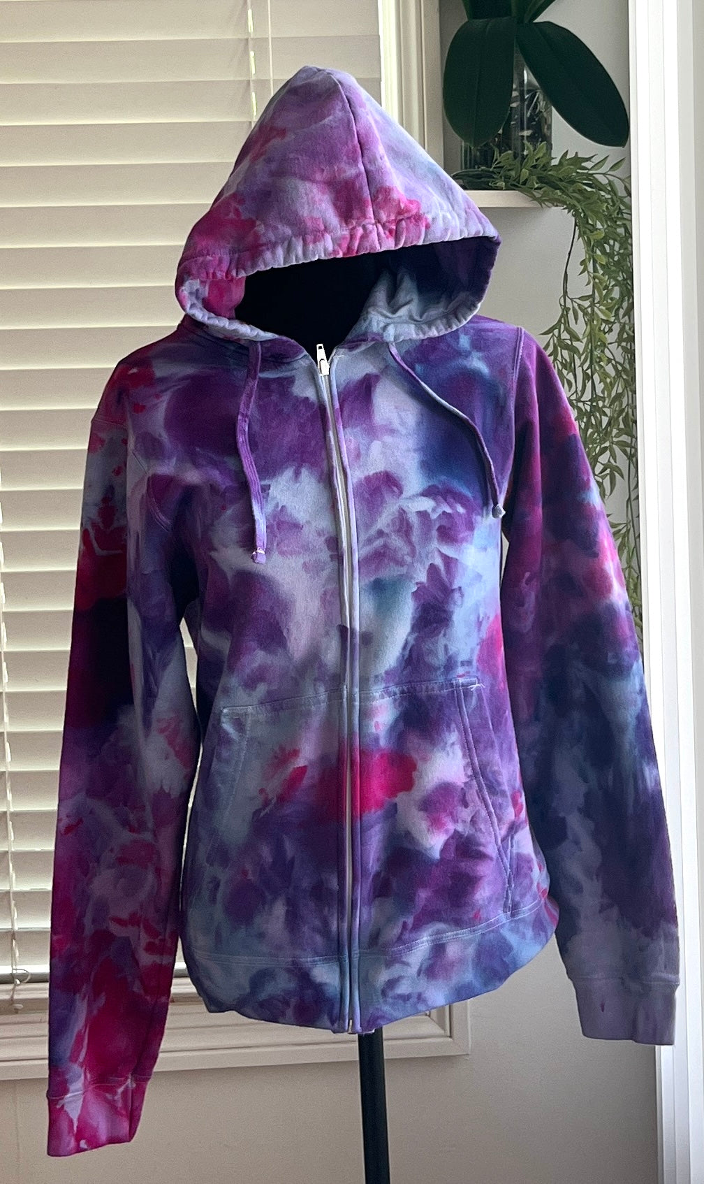 SIZE SMALL - ORCHID SUNSET  TIE DYE ZIP UP HOODIE