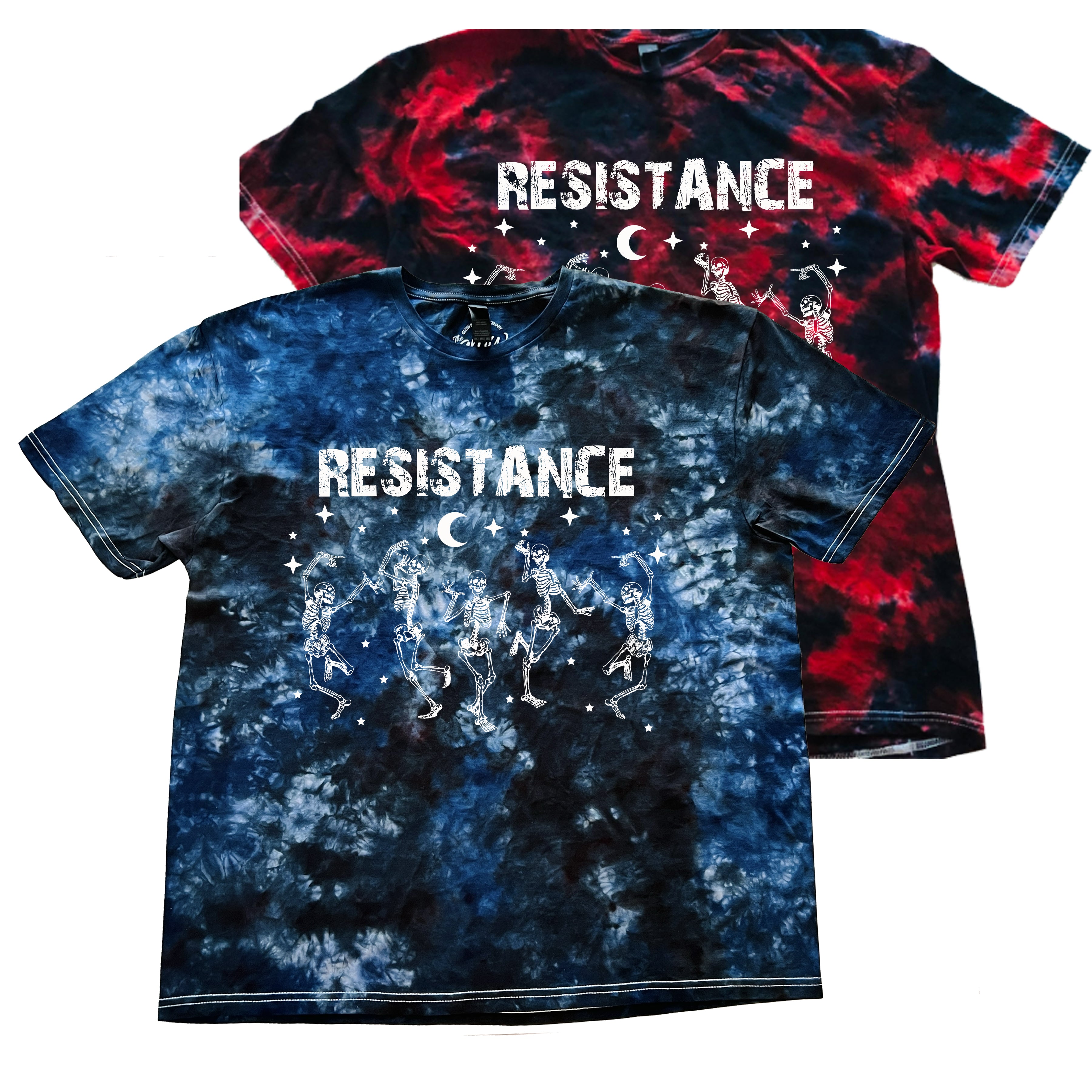 RESISTANCE GLOW IN THE DARK DANCING SKELLIES TIE DYE T-SHIRT