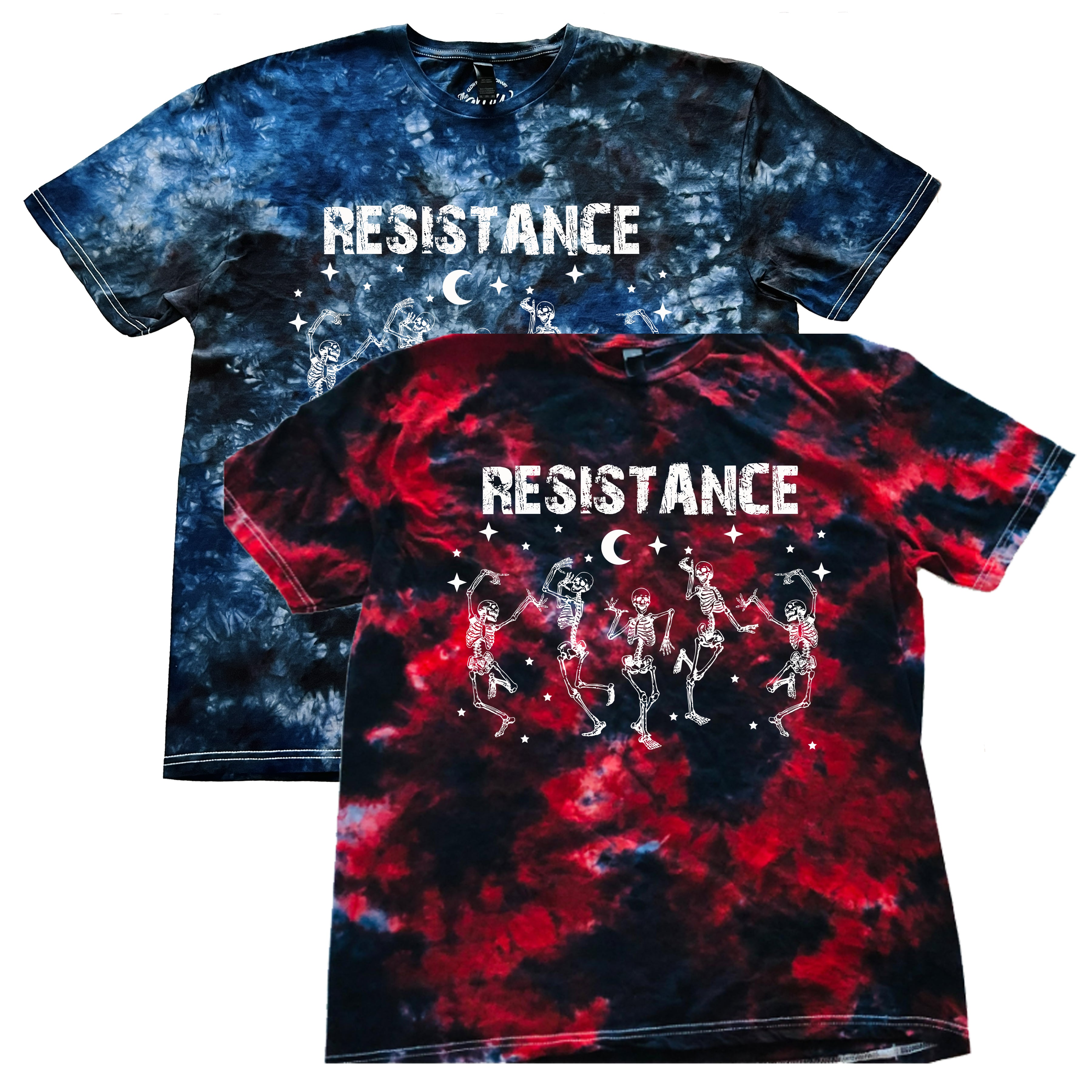 RESISTANCE GLOW IN THE DARK DANCING SKELLIES TIE DYE T-SHIRT